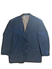 Joseph and Feiss Gold Blazer Jacket Mens 48R Navy Solid Wool Two Buttons