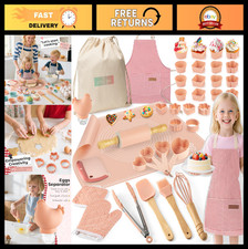 Kids Baking Set - 38 Piece Kitchen Tools, Food Grade Silicone, BPA Free - Real C