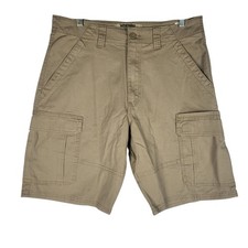 Wrangler Authentic Cargo Shorts Men's 32 Khaki Brown Flat Front Outdoors