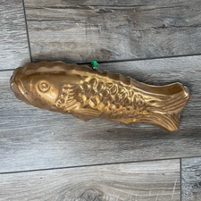 Vtg Copper Fish Mold COPPER Tin Lined Pudding Cake Jelly Wall Hanging 11”LX4”W
