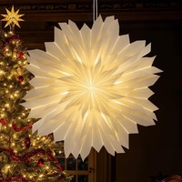 Weihnachtsstern Beleuchtet 3D Papierstern Warmweiß Faltbar 45Cm Fensterdeko