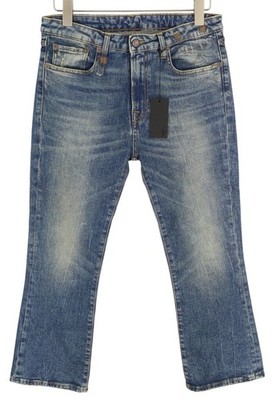 R13 Kick Fit Damen 28 Blau Gewaschen Bootcut Jeans KELLY Stretch Reißverschluss