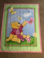 New Handmade Winnie the Pooh  Piglet Baby Quilt 46 x 35 inches Pastel Colors