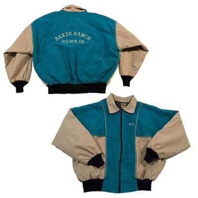 Vintage USA Bomber Jacket Bee Wild Ranch Burl Ranch Wilbur Western Colorblock