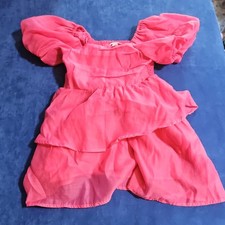 Cat  Jack Tutu Dress Pink Knee Length Balloon Sleeve Girls M 8 Ruffle Layered