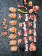 NOS VTG LOT, DOLL FACES RUBBER PLASTIC ARMS HANDS MANGELSEN s Misc Group.