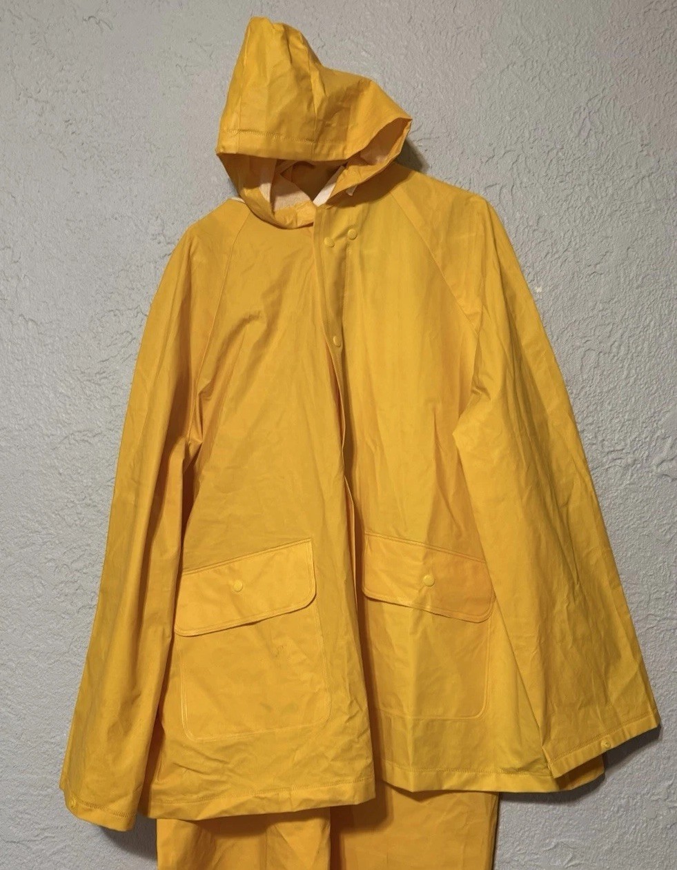 Weather-Rite Rain Coat Jacket Men XL Yellow & Academy Broadway Bibs Sz Large