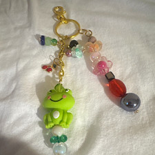 Multicolor Beaded Frog Charm Key Chain, Keyring Lobster Clasp, Women