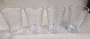 Lot of 4 Longaberger Woven Traditions Drink Clear Glass Set 8oz Juice Tumbler
