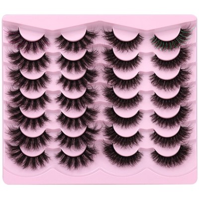 False Eyelashes Thick Volume Wispy Faux Mink Lashes 8D Volume Long Cat Eye La...