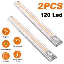 2-Pack LED Under Cabinet Lights, Rechargeable Motion Sensor, 3 Color Dimmable US
