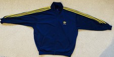 Vintage Adidas Originals Trefoil Track Jacket Navy Yellow XL D9 90s Big Logo
