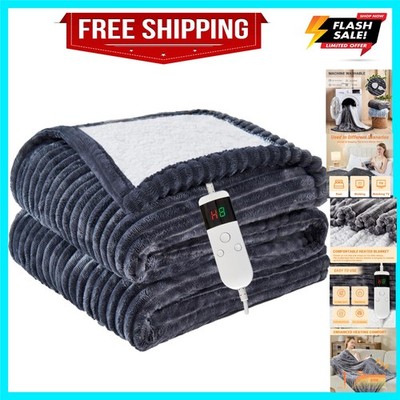 Heated Blanket Electric Throw, Soft Flannel Heating Blanket with 8 Hours Auto...