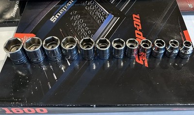 Snap-On 12 Piece 6 Point Shallow Metric Socket Set 3/8 Drive 10-19mm