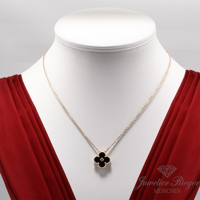 Van Cleef & Arpels Collier Vintage Alhambra Rosegold 750 Onyx Holiday Edition