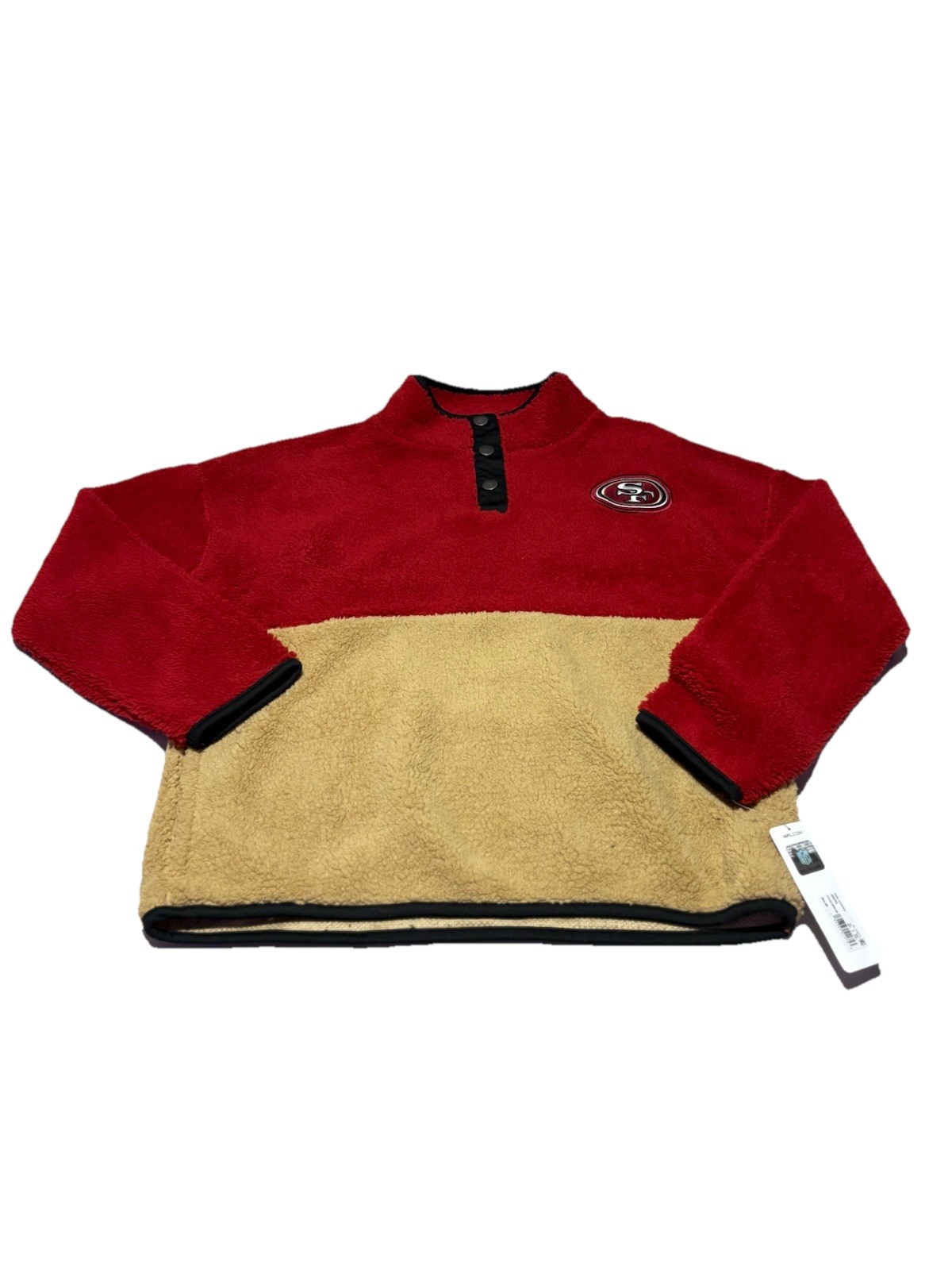 NFL Team Apparel Juniors San Francisco 49ers Sherpa 1/4 Button Pullover XL