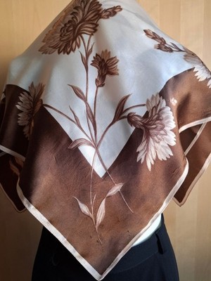 Vintage Tuch 76 x 78 cm Glanz Poliester Halstuch Retro  Schal Kopftuch