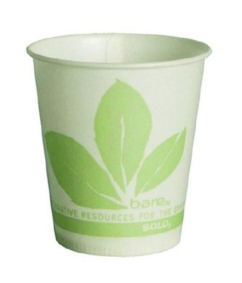 Bare Eco-Forward Drinking Cup Wax Coated Paper Cold Liquids 5 oz Leaf Print 3000