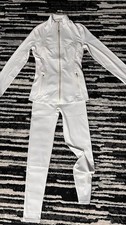 Women's Solid White lululemon Set Track Jacket  Pants Zip High Neck Pockets