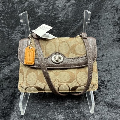 COACH Park Signature Dylan Crossbody Wallet F49551 Khaki Mahogany Brand New