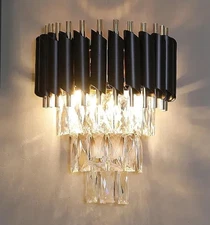 Modern Crystal Wall Sconce Lighting Wall Lamp Bedroom Chandelier Black Gold 