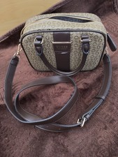 Image of GUESS Los Angeles Monogram Mini Satchel Crossbody Handbag Brown Bag