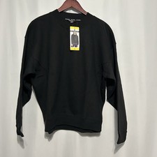 DKNY Women  s black crew neck sweater sz sm NWT Embroidered Logo Soft Fleece