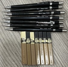 Lot Of 7 Pentel P205 Mechanical Black Pencils 0.5mm Lead Refills HB B P2 Japan