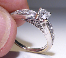 18ct Gold Diamond Ring 0.4ct UK Hallmark Size L 1/2 Boxed