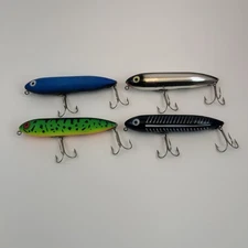 4 Vintage Heddon Zara Spook Lures Topwater Walking Baits 1970s-90s USA