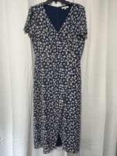 Madewell Navy Wrap-Front Midi Dress in French Floral Size 8