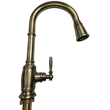 Signature Hardware 481708 Finnian Pull-Down Kitchen Faucet - Aged Brass