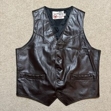 Vtg 70s Sears Leather Vest Mens 42 Brown The Leather Shop Western Cowboy Biker