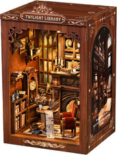 DIY Miniature House Kit, Library Book Nook Kit, 3D Wooden Puzzles Bookshelf Craf