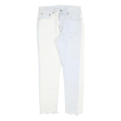 LEVI'S 501S Damen Jeans Blau Weiß Slim Skinny Denim Rinse Raw Hem W27 L27