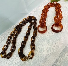 Estate 1950 s Vintage 2 Sets Faux Tortoise Link Purse Handles Lucite Acrylic