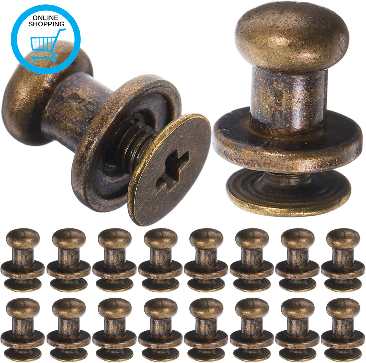 20Pcs Vintage Brass Miniature Pull Knobs for Small Drawers Cabinet Doors Dollhou
