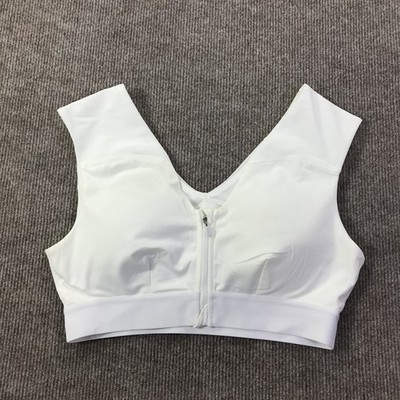 Tommie Copper Bra Womens Large White Zip Front Support Shoulder Strap Activewear