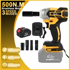 Cordless Impact Wrench 1/2" 500Nm High Torque Brushless Drill W/ Li-ion Battery