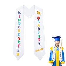 Kindergarten Graduation Sash with Colorful Word for Kids Children White Print...