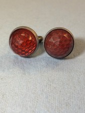 Vintage Pair Of Original Red Domed Motorcycle License Plate Reflectors