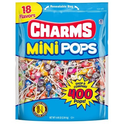 Charms Mini Pops - 4.5 lb Bag of Individually Wrapped Fruity Hard Candy Lollipop