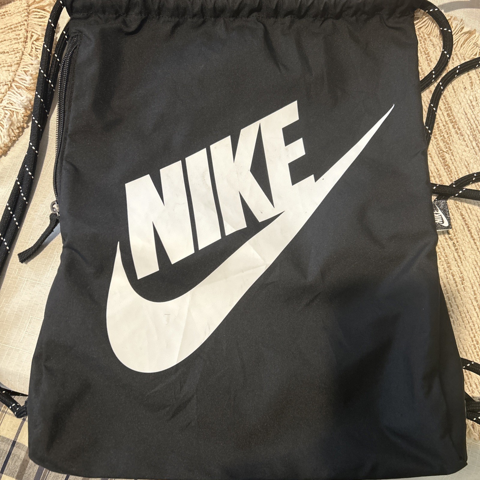 NIKE Black Drawstring Backpack/String Bag (with S… - image 1