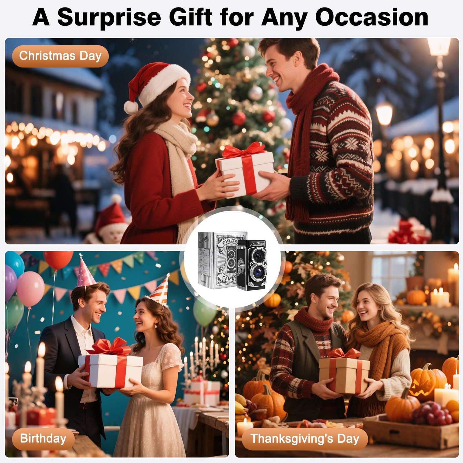 CHUZHAO Vintage Mini Digital Camera, Portable TLR Style Retro Point and Shoot...