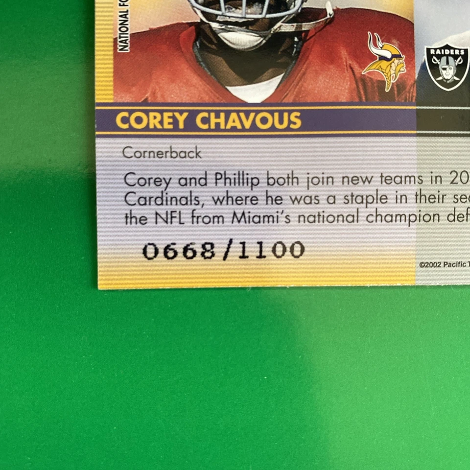 Corey Chavous Phillip Buchanon 2002 Private Stock Titanium Jersey 143 LTD #/1100 - Image 3 of 3