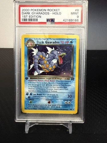 Pokemon Dark Gyarados 1st Edition Holo Rare Team Rocket WOTC, PSA 9 Mint, Swirl!