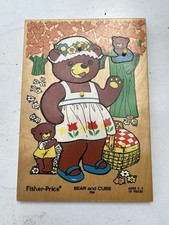 Fisher-Price Vintage - Bear and Cubs Wood Puzzle 506 10 Pieces Age 2 - 5