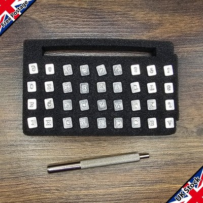 Metall Locher Set mit 36 Buchstaben & Zahlen 3/6 mm für Metall Leder Holz & Kunststoff