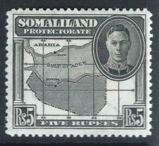 SOMALILAND 1942 GVI SG116 5r black MH