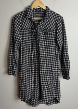 Madewell Plaid Shirt Dress Black White Button Down Cotton Size Small Women’s
